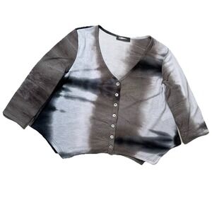 Alembika Women's Multicolor Cropped Cardigan Sz 2 US 8/10 Uneven Hem Colorblock